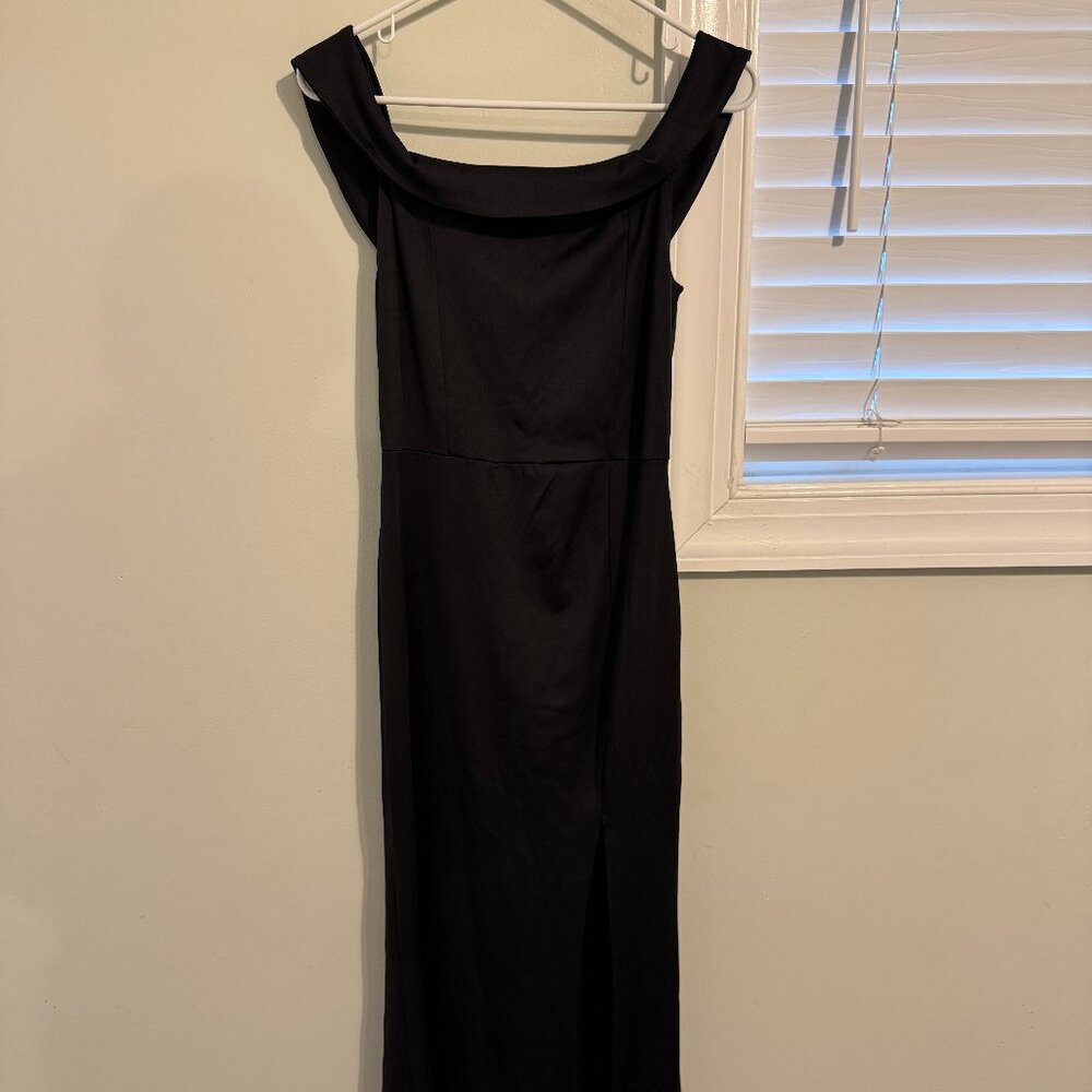 Classic Black Maxi Dress with Boat Neck